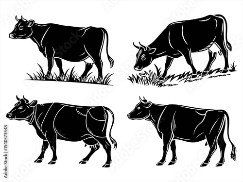 cow sihouette blackvector bundle