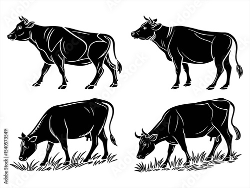 cow sihouette blackvector bundle