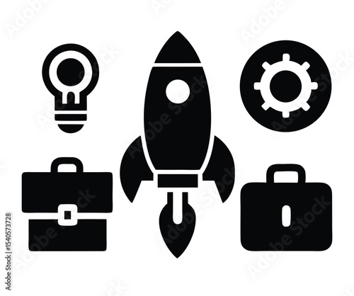 Igniting Business Growth Rocket Launch Startup Icon Concept