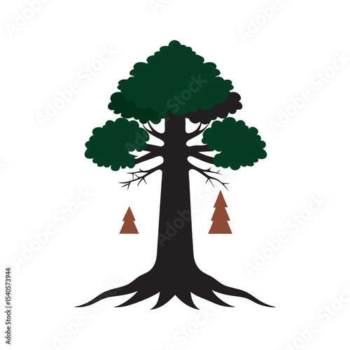 Carbon Sequestration Tree Concept Silhouette