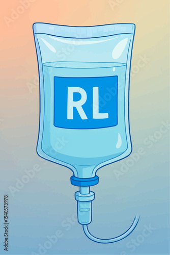 Medical Illustration Intravenous Fluid Bag, RL Solution