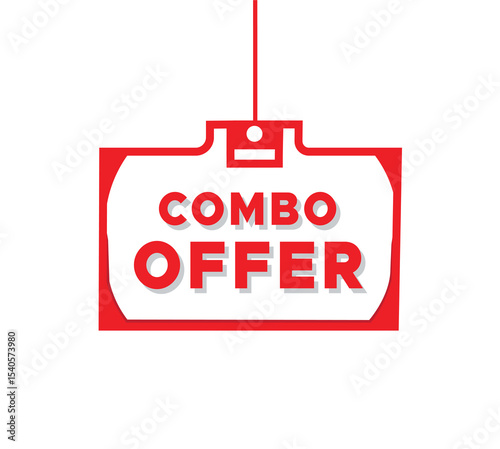 Combo offer, hanging poster red sign template banner illustration simple design on white background. vector web graphic.
