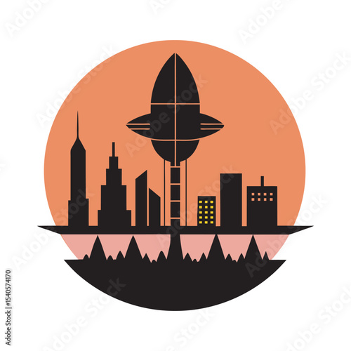 Arcology Energy Nexus Silhouette Vector Art