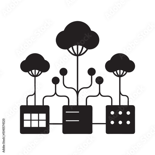 Fungal Biocomputing Network Diagram Silhouette
