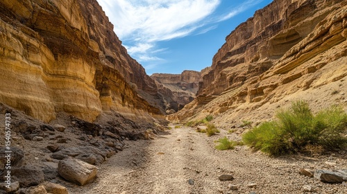Majestic Desert Canyon Landscape Under Blue Sky