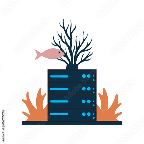 Digital Coral Reef Environment Illustration