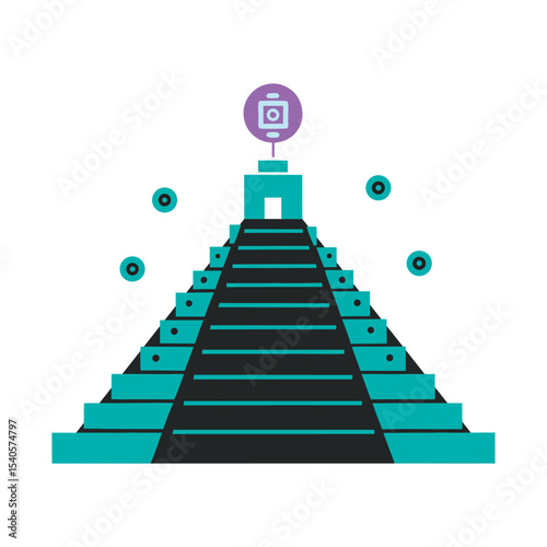 Crypto Mayan Pyramid Concept Illustration