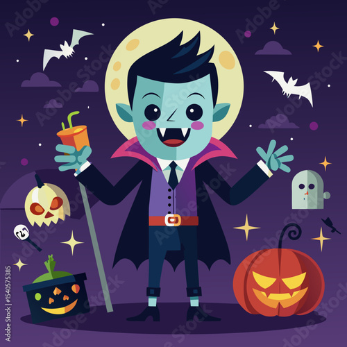halloween background with witch