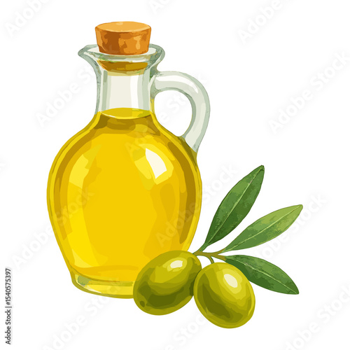 Olive Oil Bottle with Olives Vector