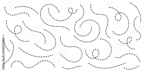 Hand drawn curve dotted line, Spiral dotted line . Dashed hand drawn line icon set . eps 10