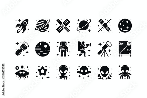 Set of Space Icons, Vector Illustration