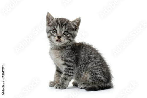 Small gray kitten. isolated, white background