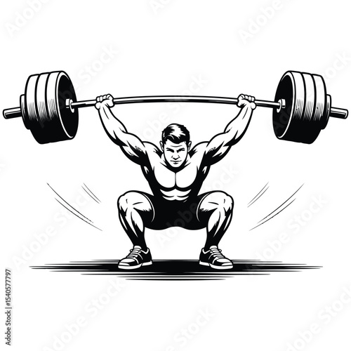 3d man lifting weights isolated