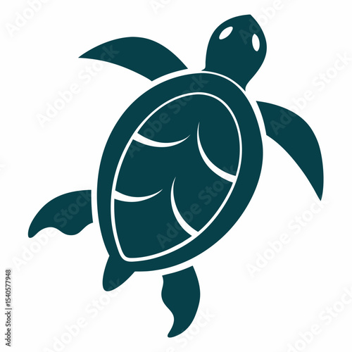 Sea Turtle Silhouette Icon on White Background for Graphic Design Projects