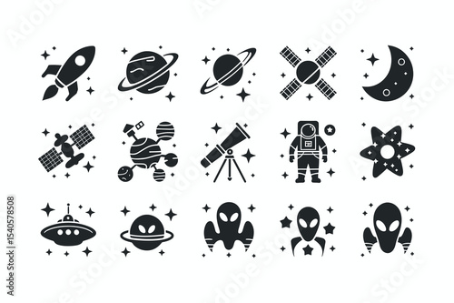 Set of Space Icons, Vector Illustration
