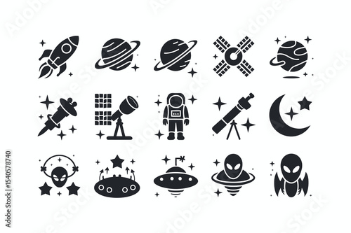 Set of Space Icons, Vector Illustration