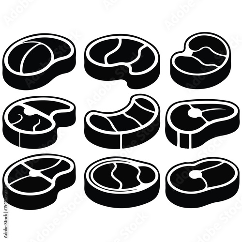 steak set icon with meat symbol isolated vector illustration on white background
