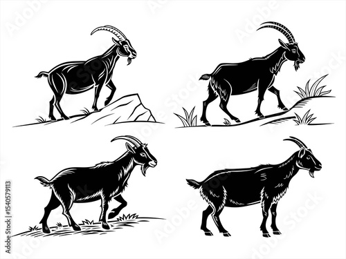 goat silhoette black vector bundle