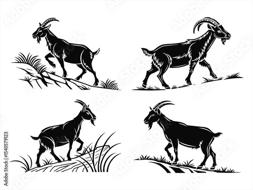 goat silhoette black vector bundle