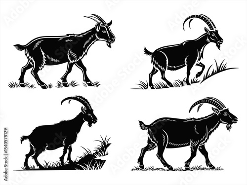goat silhoette black vector bundle