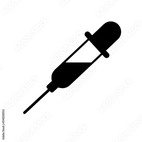 Black and white pipette vector illustration, simple medical design element