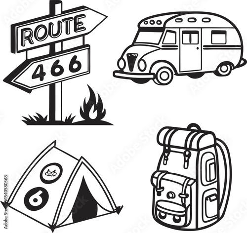 A vibrant vector illustration of a diverse transportation icon set, featuring classic cars, modern taxis, and various vehicle silhouettes for road travel design