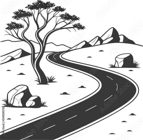 Here's a single sentence for naming your image:

Cartoon vector illustration of a car on a summer highway to the beach