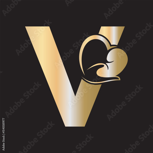 Lungs Love Logo Combine With letter V vector template