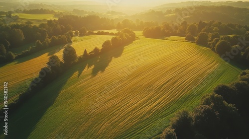Golden Hour Countryside Aerial Photography