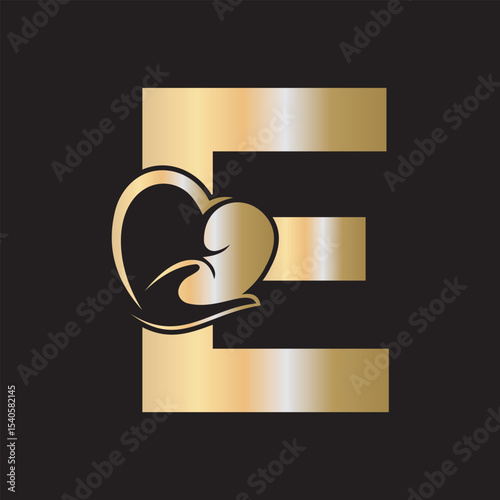 Lungs Love Logo Combine With letter E vector template
