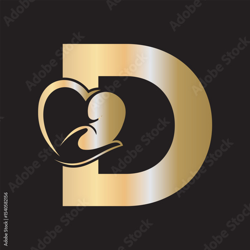 Lungs Love Logo Combine With letter D vector template