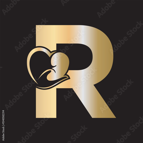 Lungs Love Logo Combine With letter R vector template