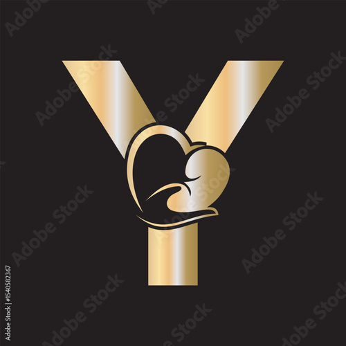 Lungs Love Logo Combine With letter Y vector template