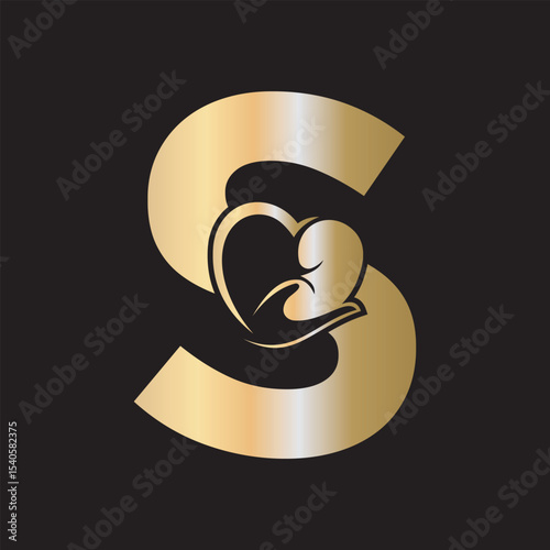 Lungs Love Logo Combine With letter S vector template