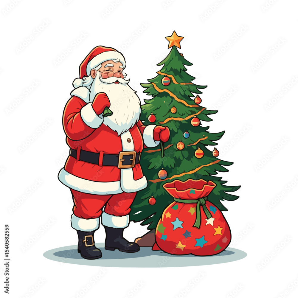 Merry Christmas card with santa claus illustartion Christmas theme with Santa