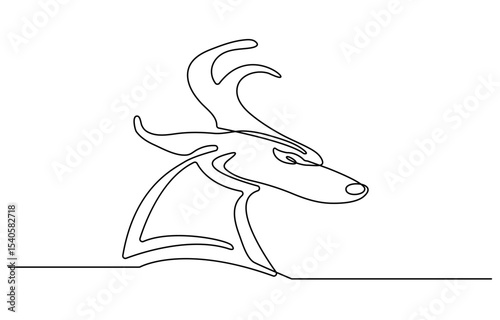 Deer continuous one line drawing. Editable stroke on a white isolated background. Vector illustration