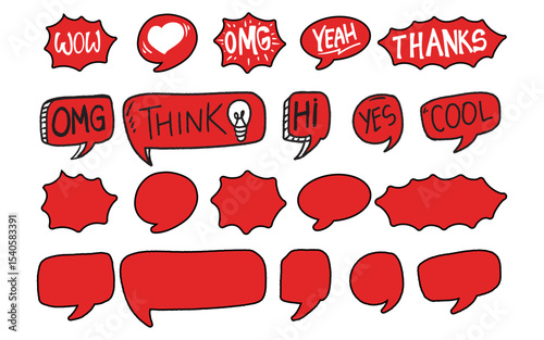 set of colorful speech bubbles