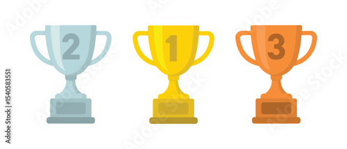First Second Third Place Winner Cups Vector