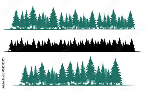 set of green trees