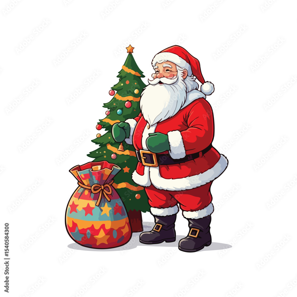 Merry Christmas card with santa claus illustartion Christmas theme with Santa