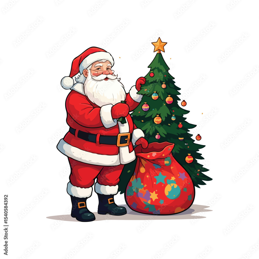 Merry Christmas card with santa claus illustartion Christmas theme with Santa