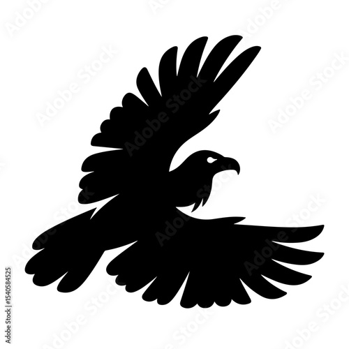 Black silhouette of a soaring eagle, vector illustration