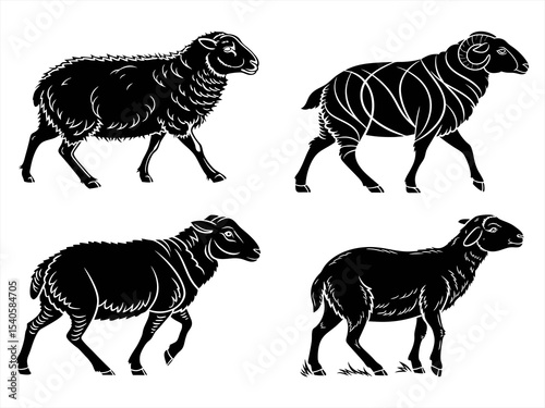 sheep sihouette black vector bundle