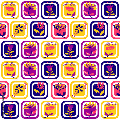 Floral pattern design studio digital art vibrant colors top view creative concept for modern interiors