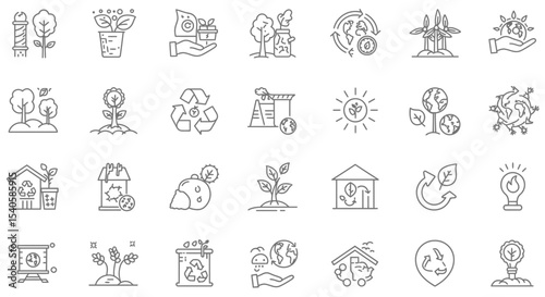 Eco-Friendly and Sustainable Practices: A Set of Environmental Conservation Icons