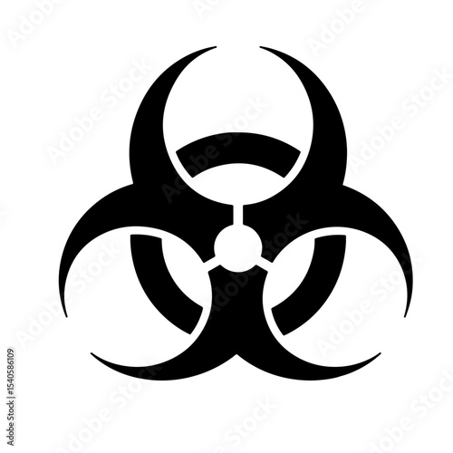 Biohazard symbol, black and white vector illustration, danger sign