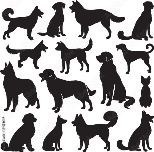 Set of dog silhouettes