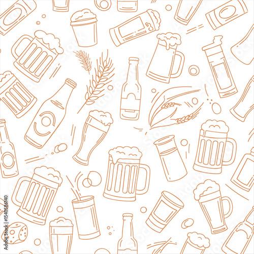 beer seamless pattern memphis style outline line bundle set background download