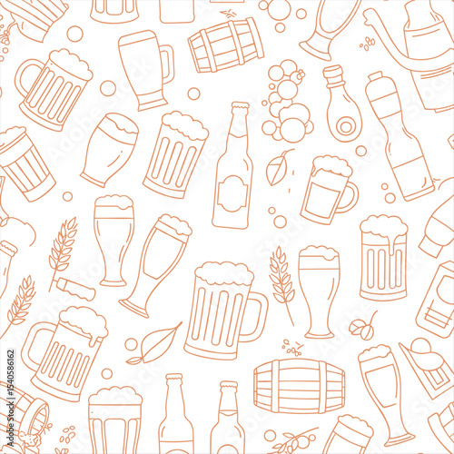 beer seamless pattern memphis style outline line bundle set background download