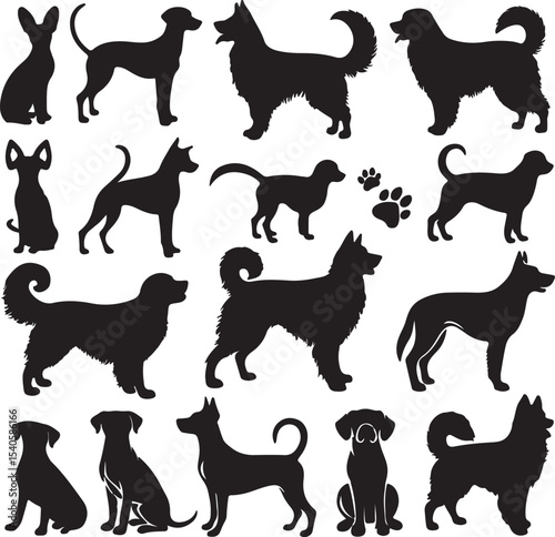 Set of dog silhouettes
